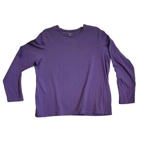 Lands End Shaped Basic T-Shirt Womens XL Purple Long Sleeve Base Layer Casual